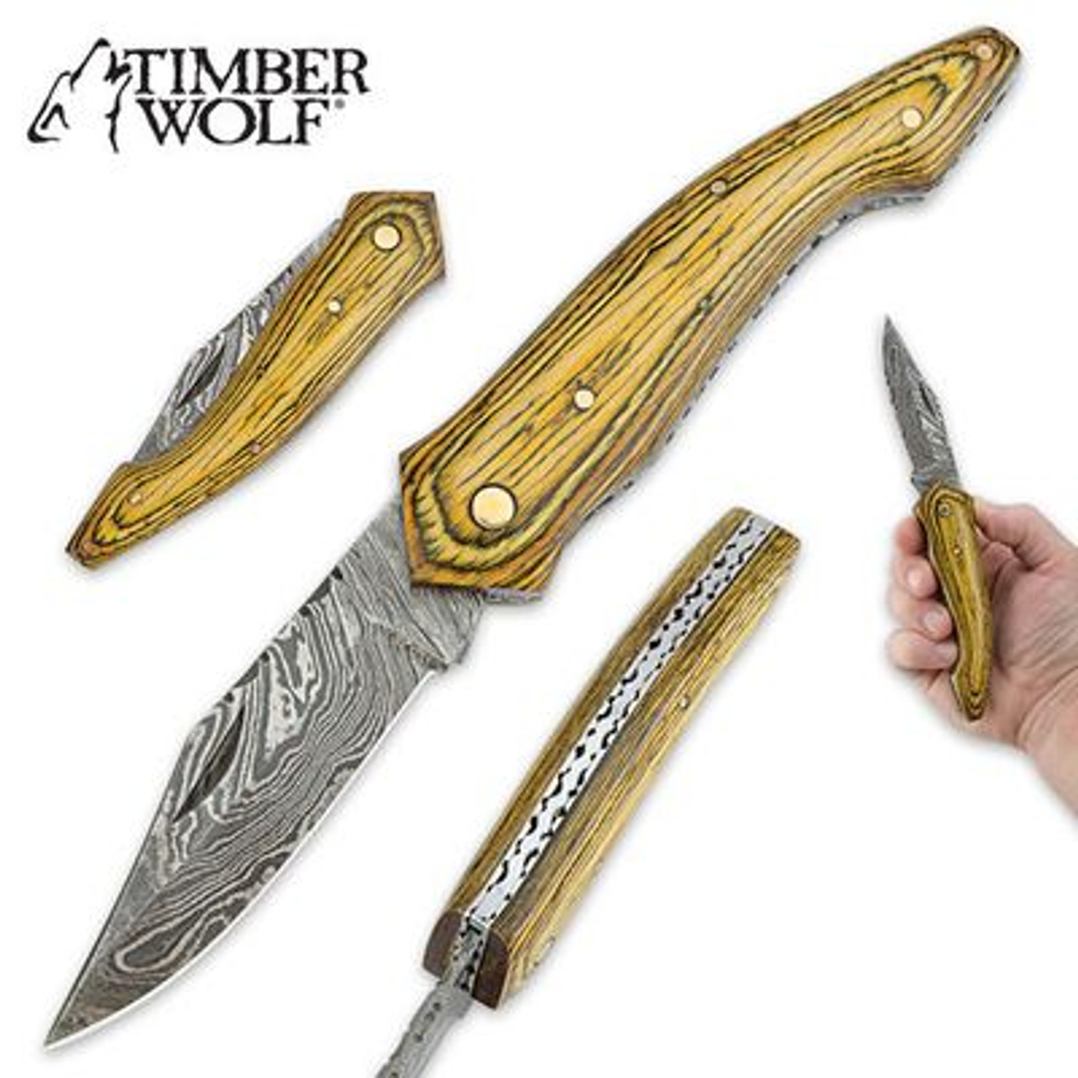 Timber WolfPakkawood Folding Pocket Knife - Pineapple