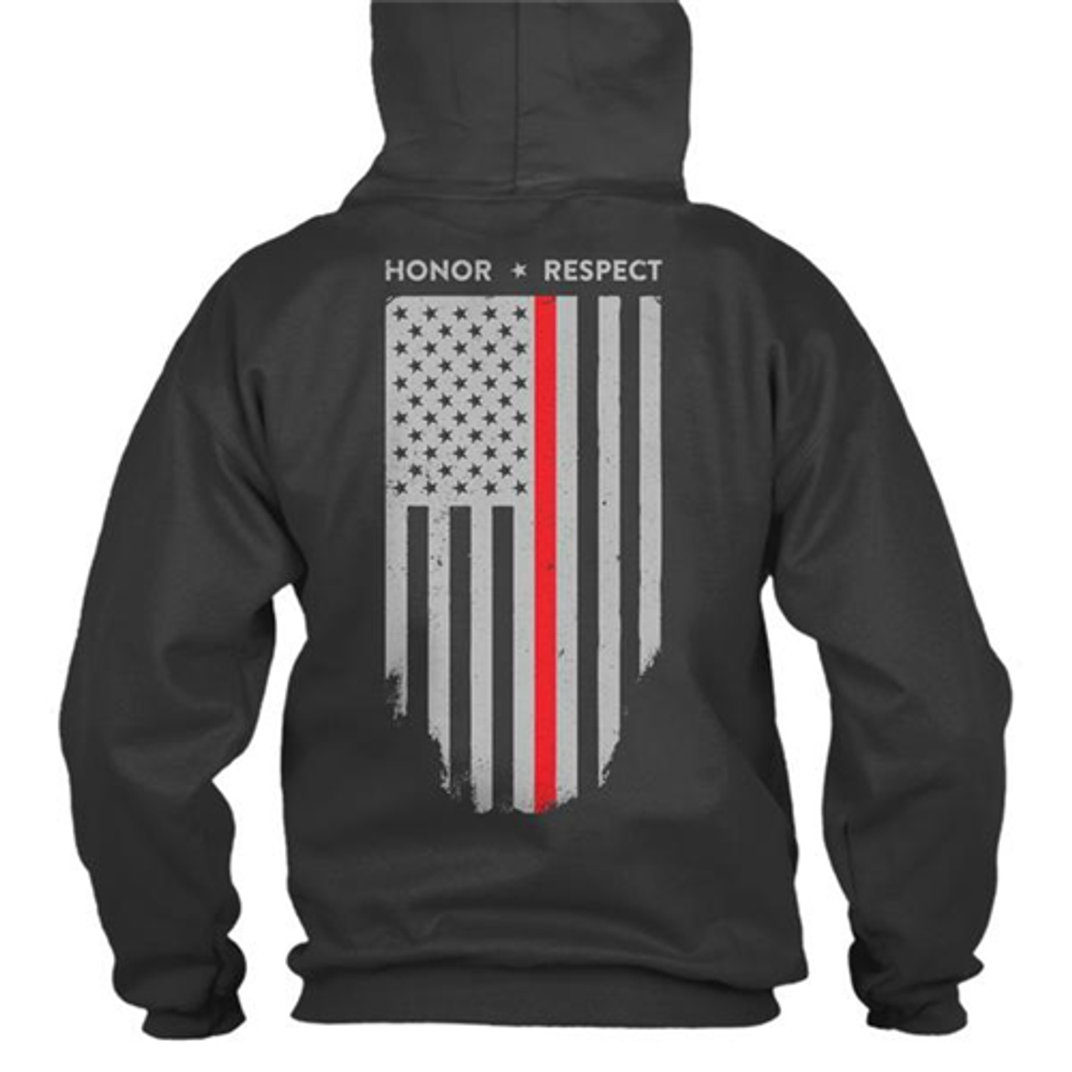 Hoodie - Thin Red Line American Flag Honor & Respect