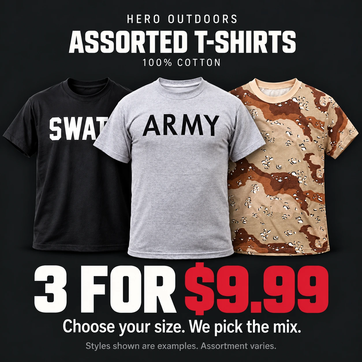 3 Pack of Assorted T-Shirts