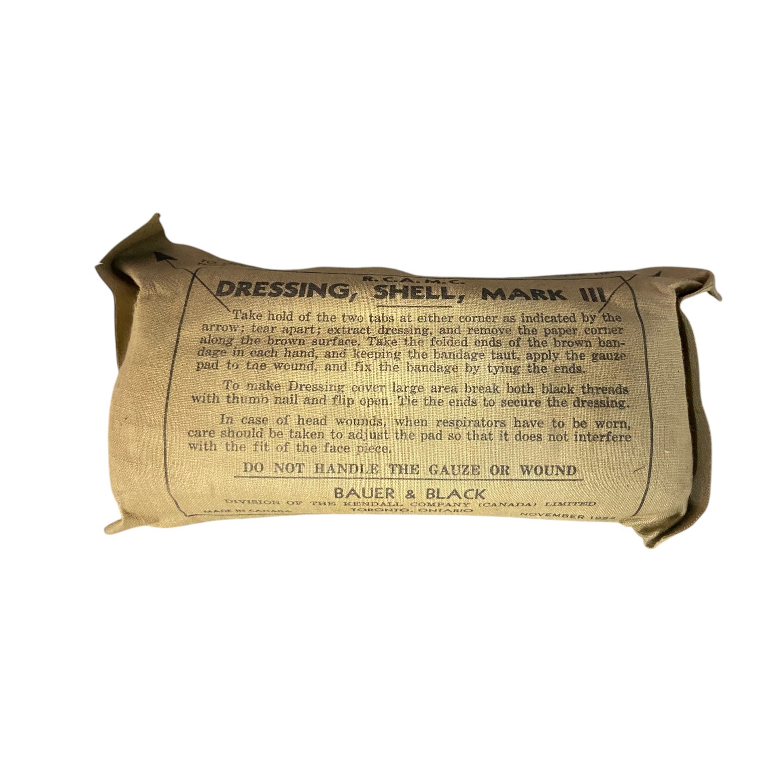 Royal Canadian Army Medical Corps MK-III Dressing Shell - Dated 1952