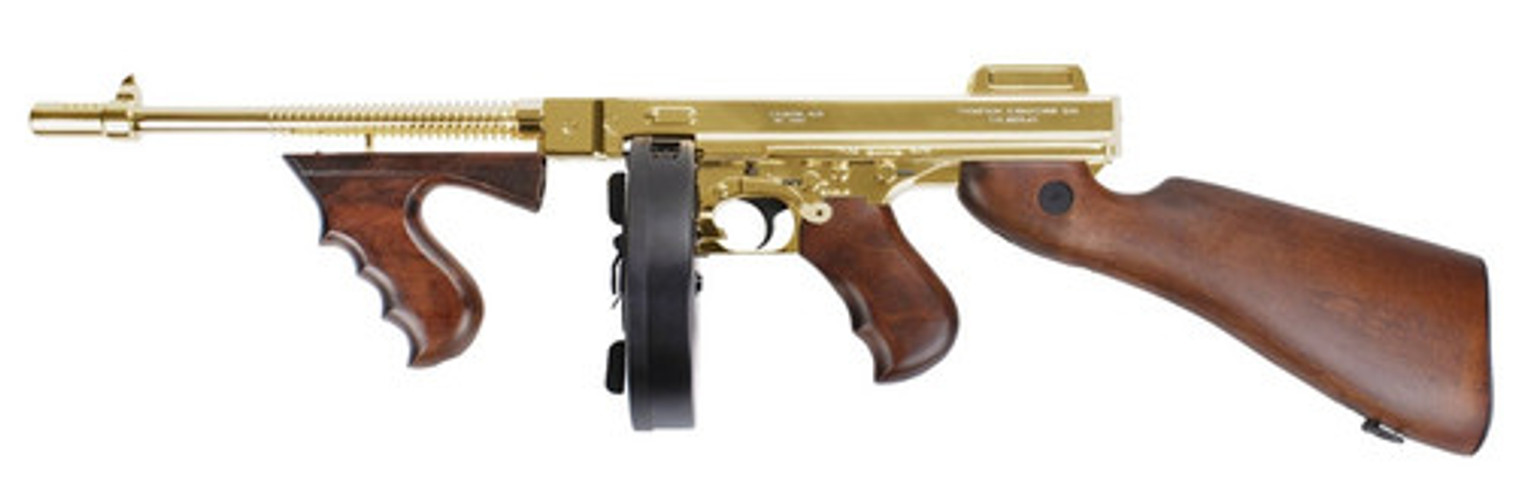 King Arms 1928 "Chicago Typewriter" Gold Plated / Real Wood Special Edition Thompson Airsoft AEG Rifle
