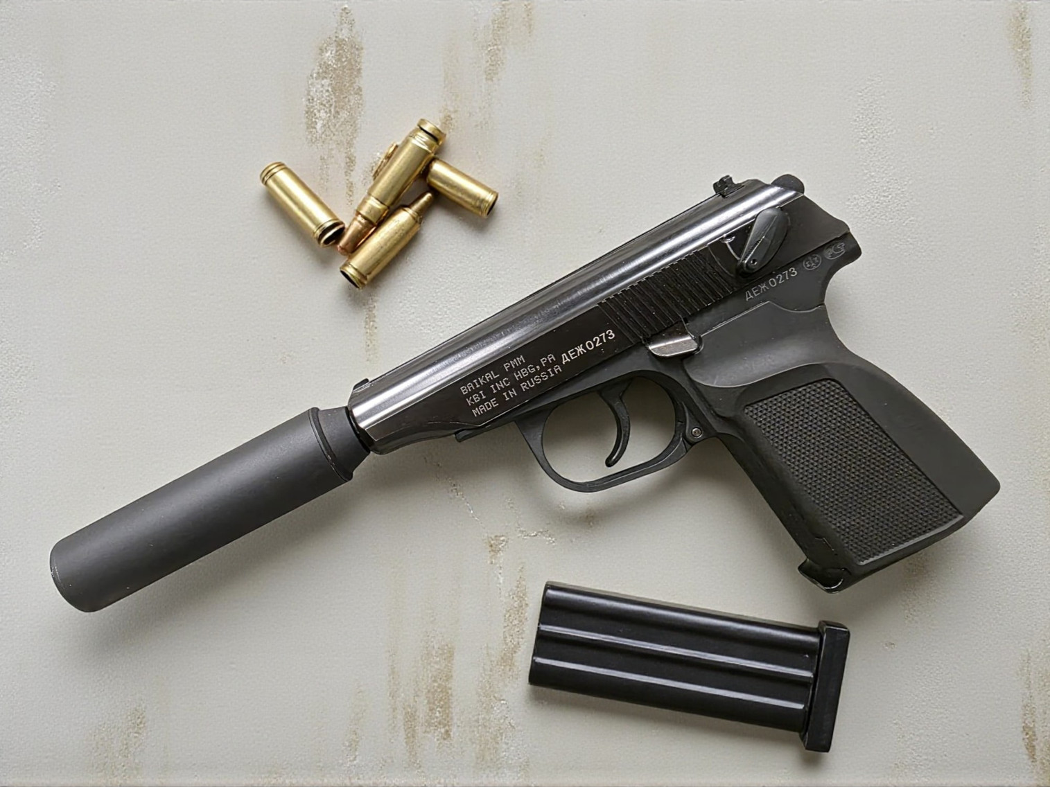 Baikal Licensed PMM Gas Blowback Pistol w/ Mock Suppressor by WE-Tech - Package - USEDⓈ
