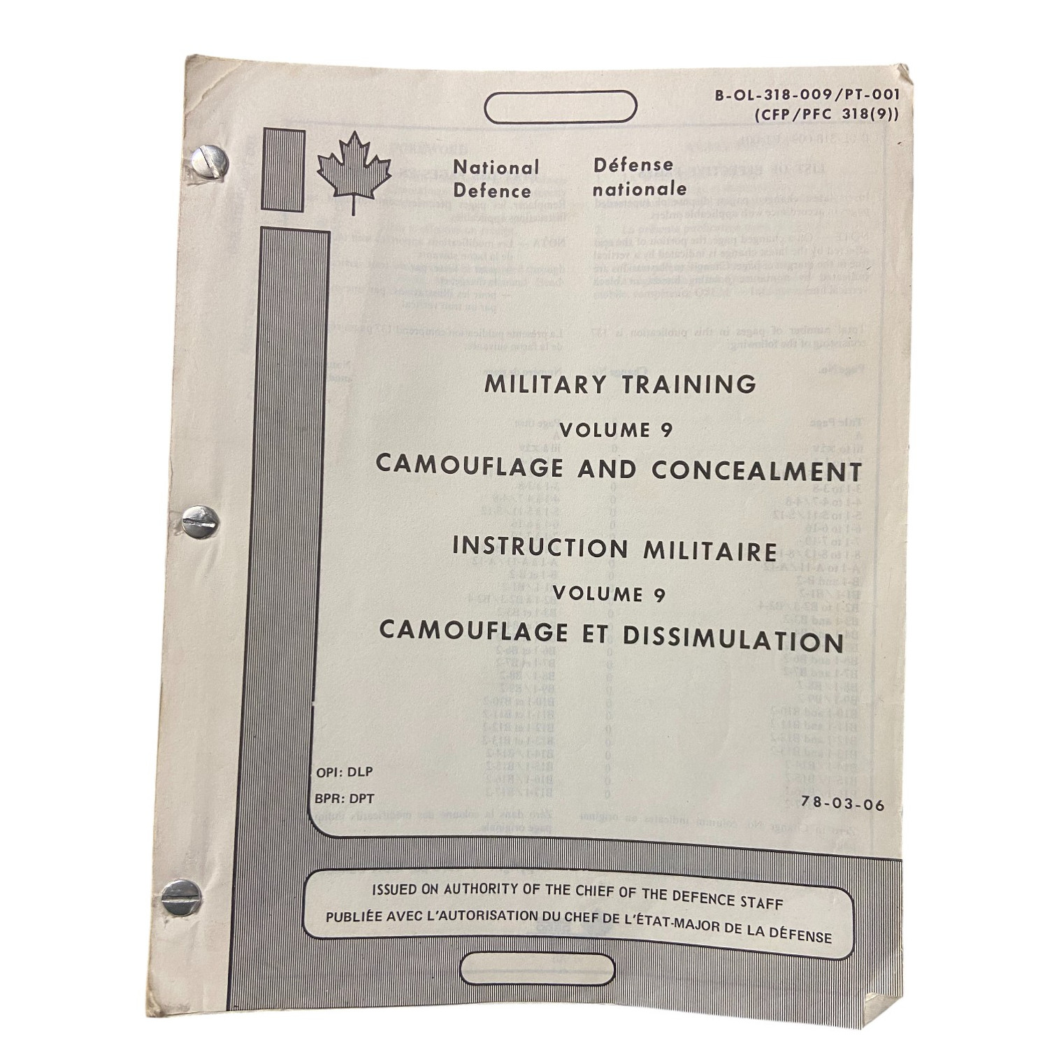 Canadian Armed Forces Camouflage & Concealment Volume 9 - Dated 1978