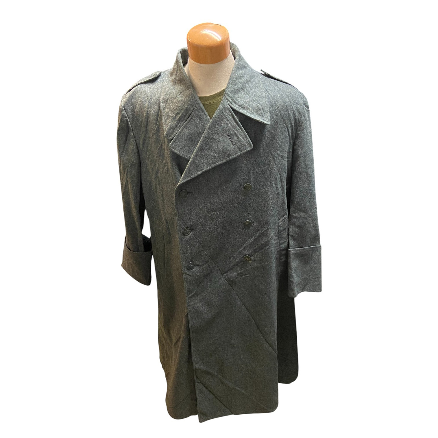 Swiss Armed Forces 1960s Double Breasted Wool Overcoat