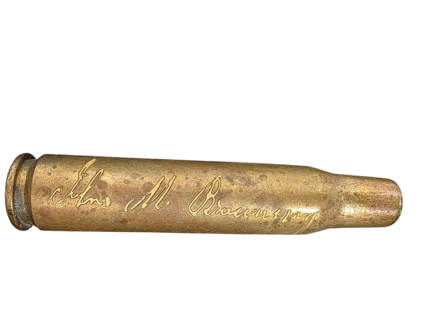 John Moses Browning .50 Trench art Engraved Shell