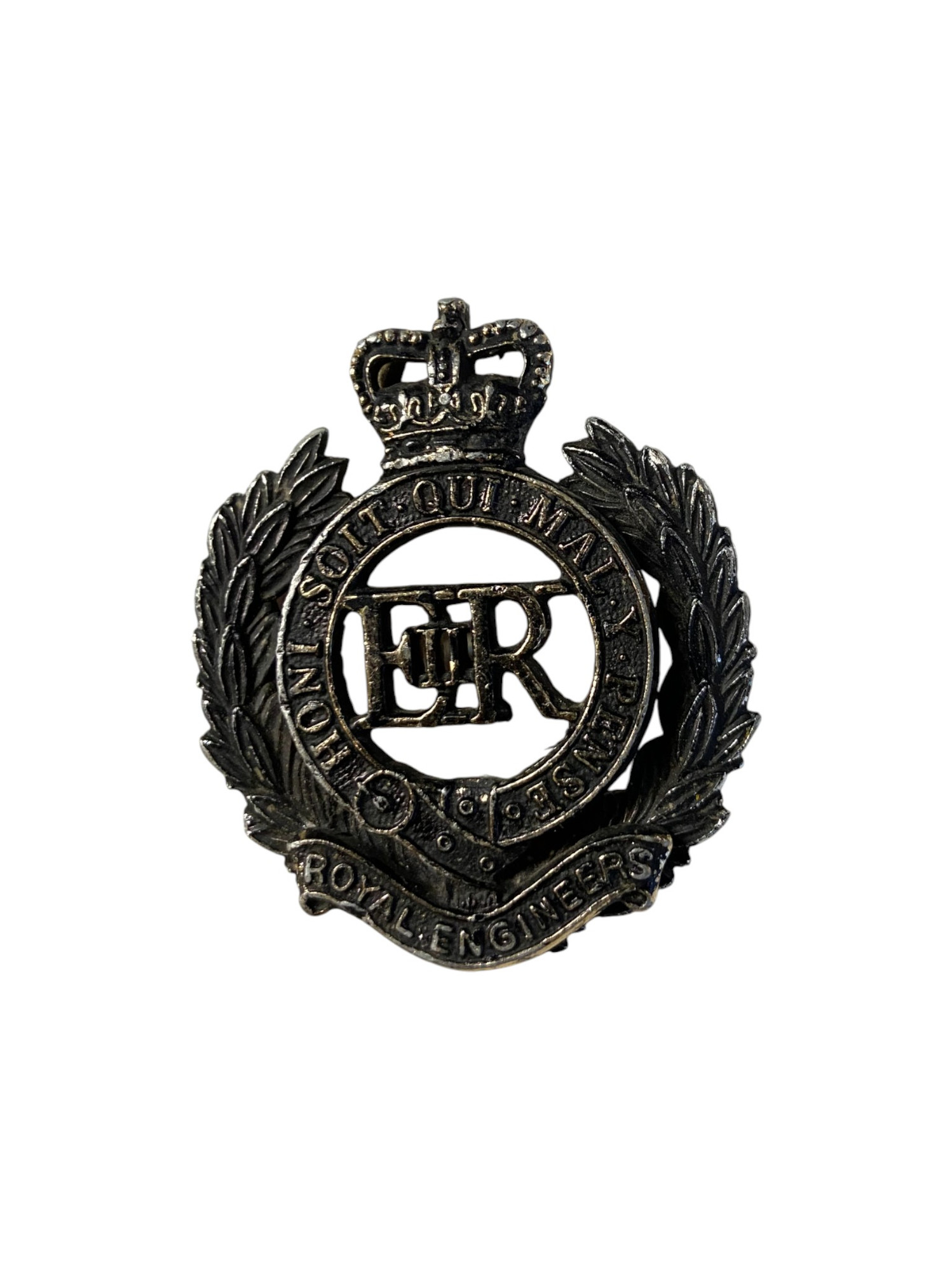British Army Royal Engineers Anodized Blacken Aluminium Cap Badge