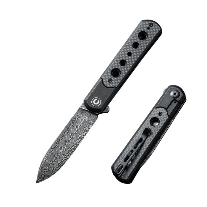 CIVIVI Banneret Flipper Framelock Damascus Steel/Carbon Fiber/G10