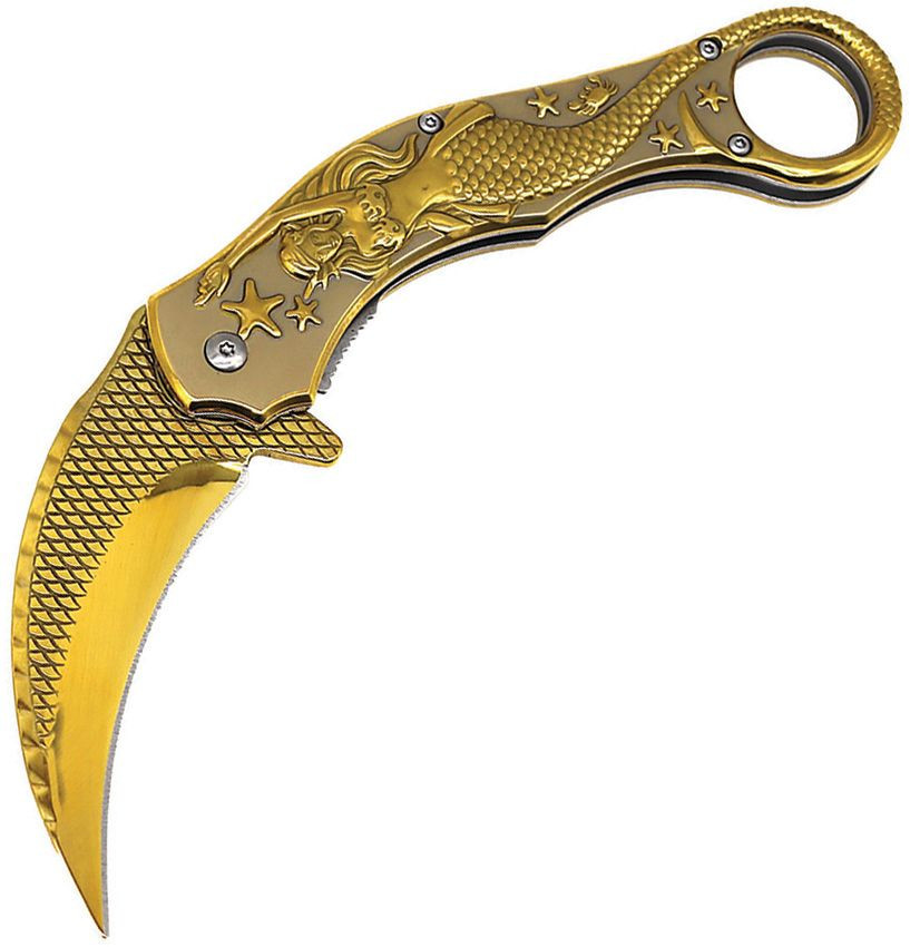 ELITEDGE Mermaid Karambit Linerlock Gld