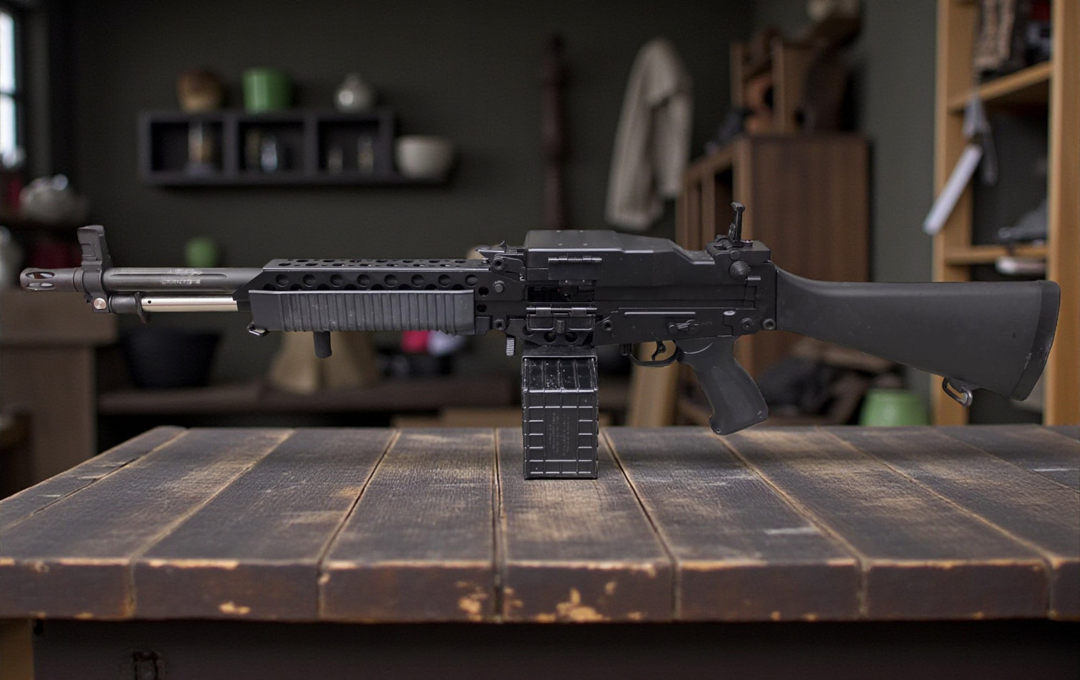 G&P Navy Mk63 Airsoft SAW Machine Gun AEG w/ Box Magazine - USEDⓈ