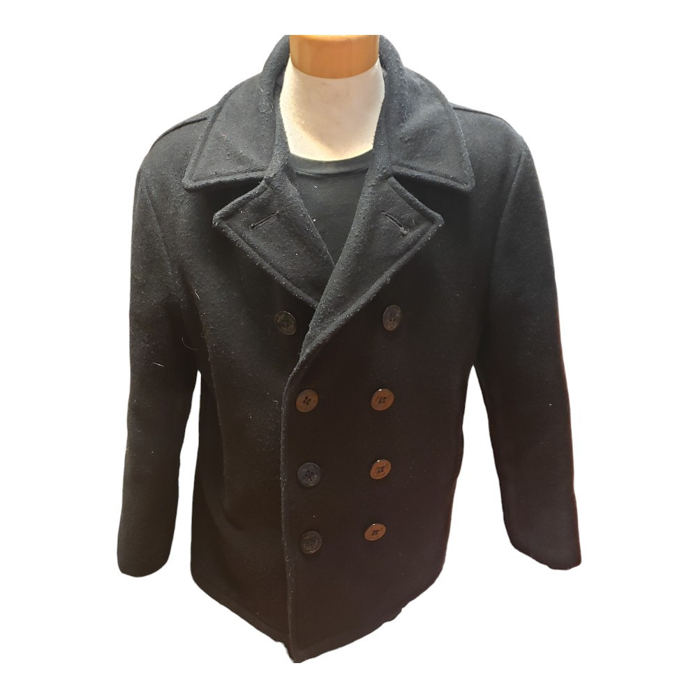 Vintage Black Wool Peacoat - Size 44