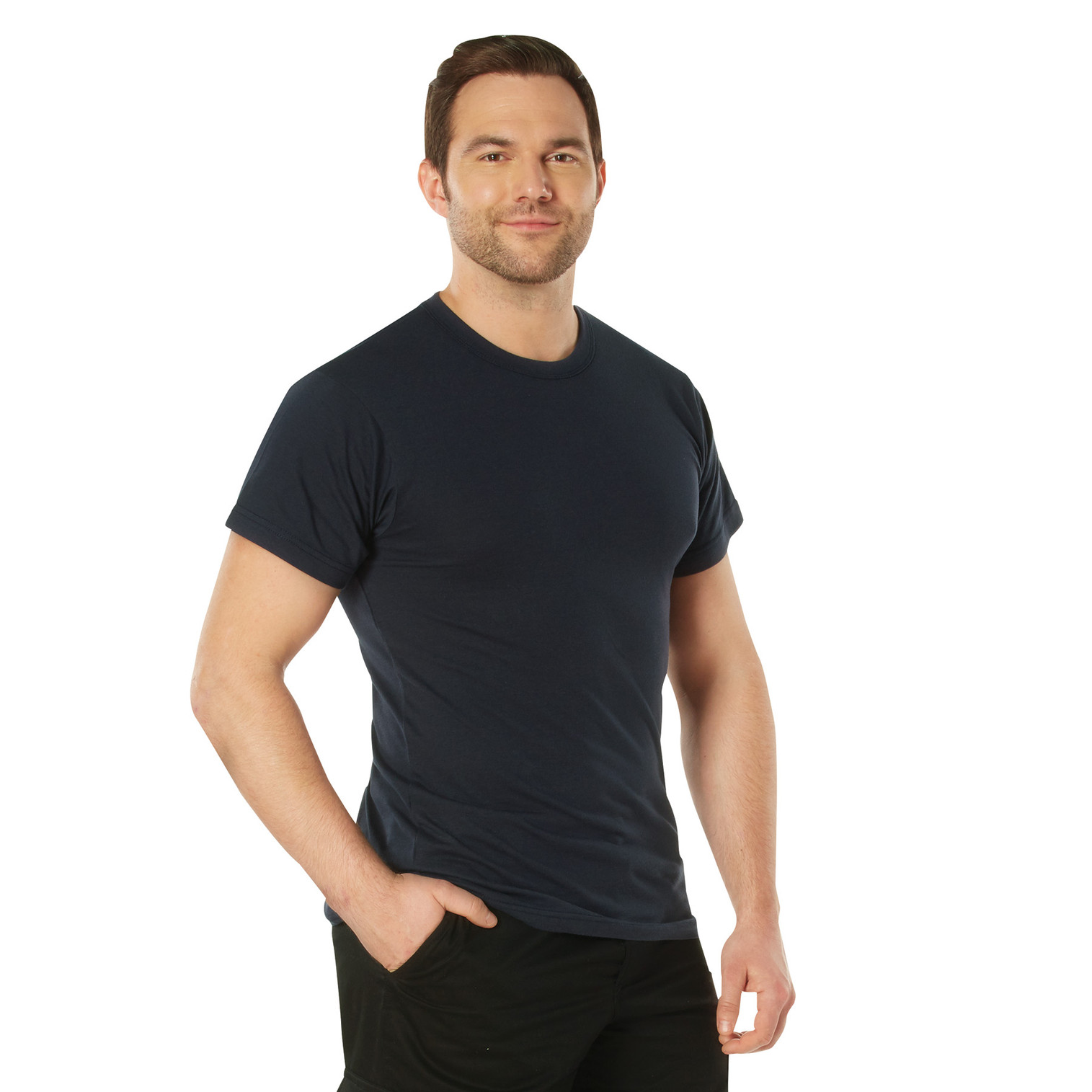 Rothco Cotton / Polyester Blend Military T-Shirt - Navy Blue