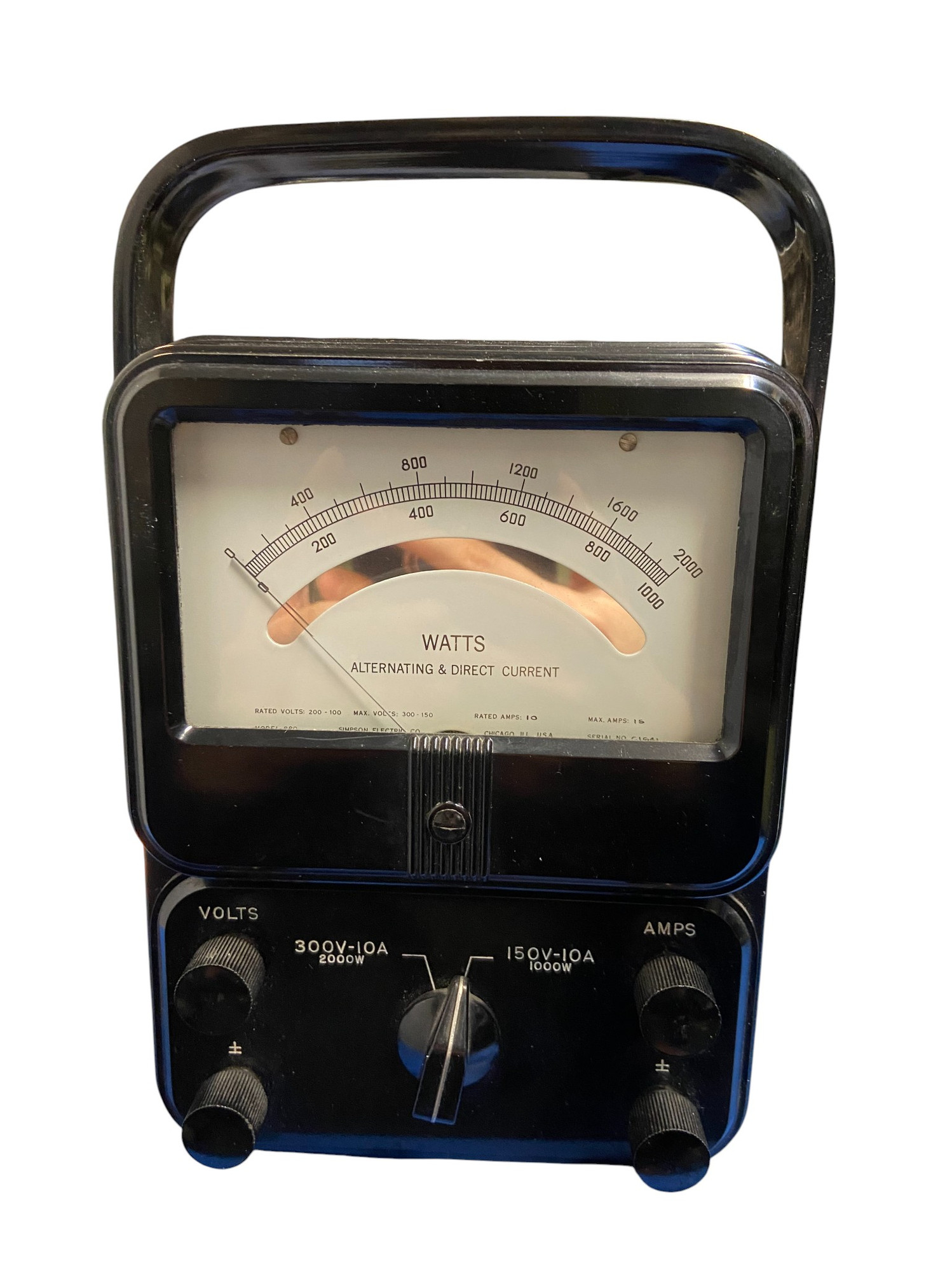 Vintage Simpson Electric Co. Model 880 Wattmeter