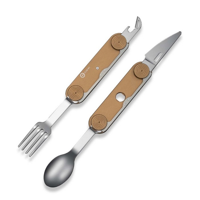CIVIVI Partake 4-In-1 Multi-Tool Knife, Stainless Steel, Aluminum Coyote Brown