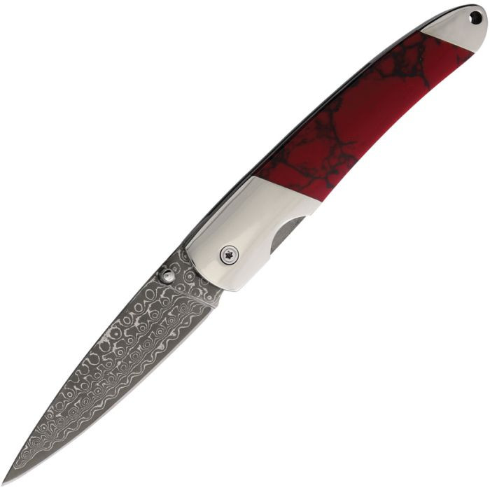 Damascus Linerlock Blood Stone