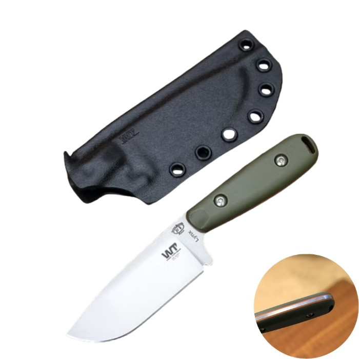 Work Tuff Gear Lynx Fixed Blade Knife - G10 OD Green w/Orange Liner & Kydex Sheath