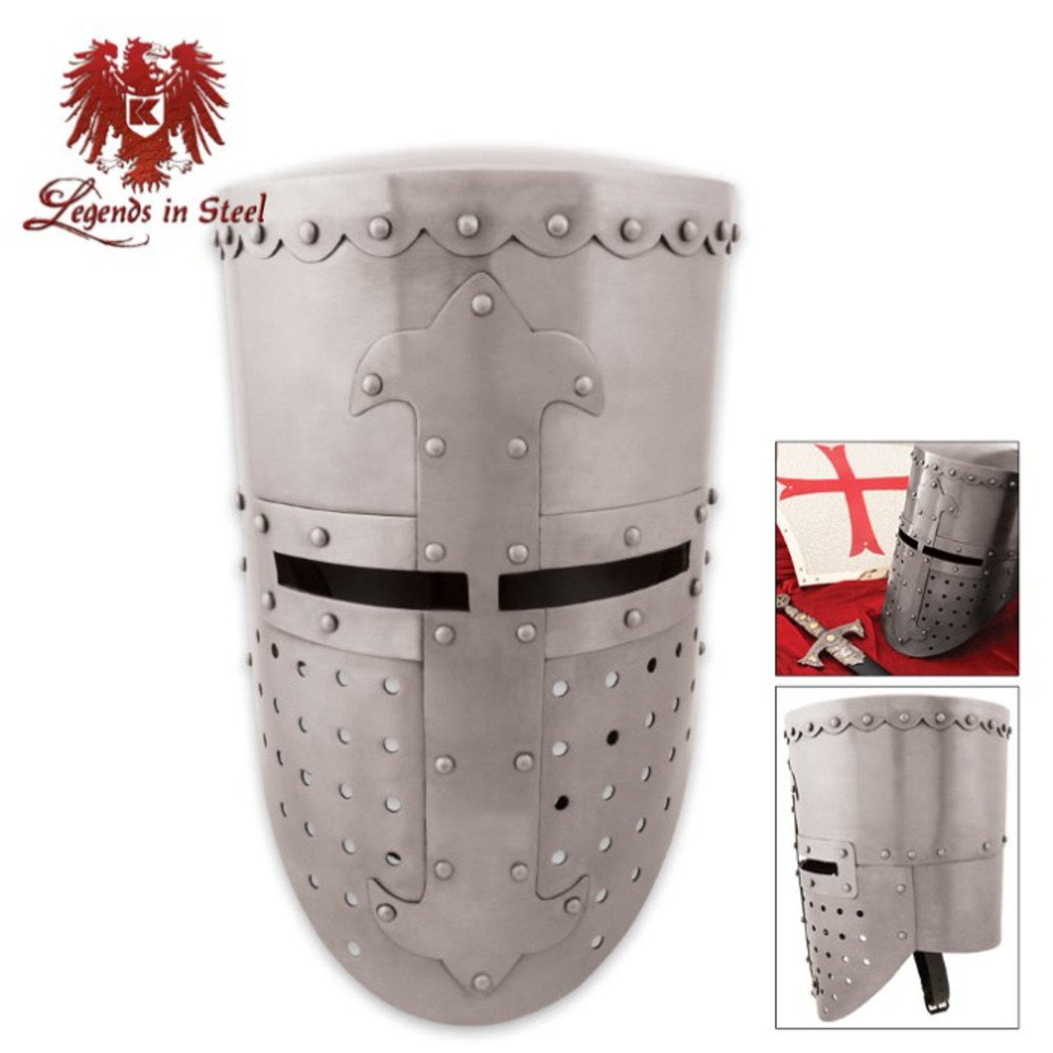 Legends In Steel Crusader Battle Helm 14 Guage Steel