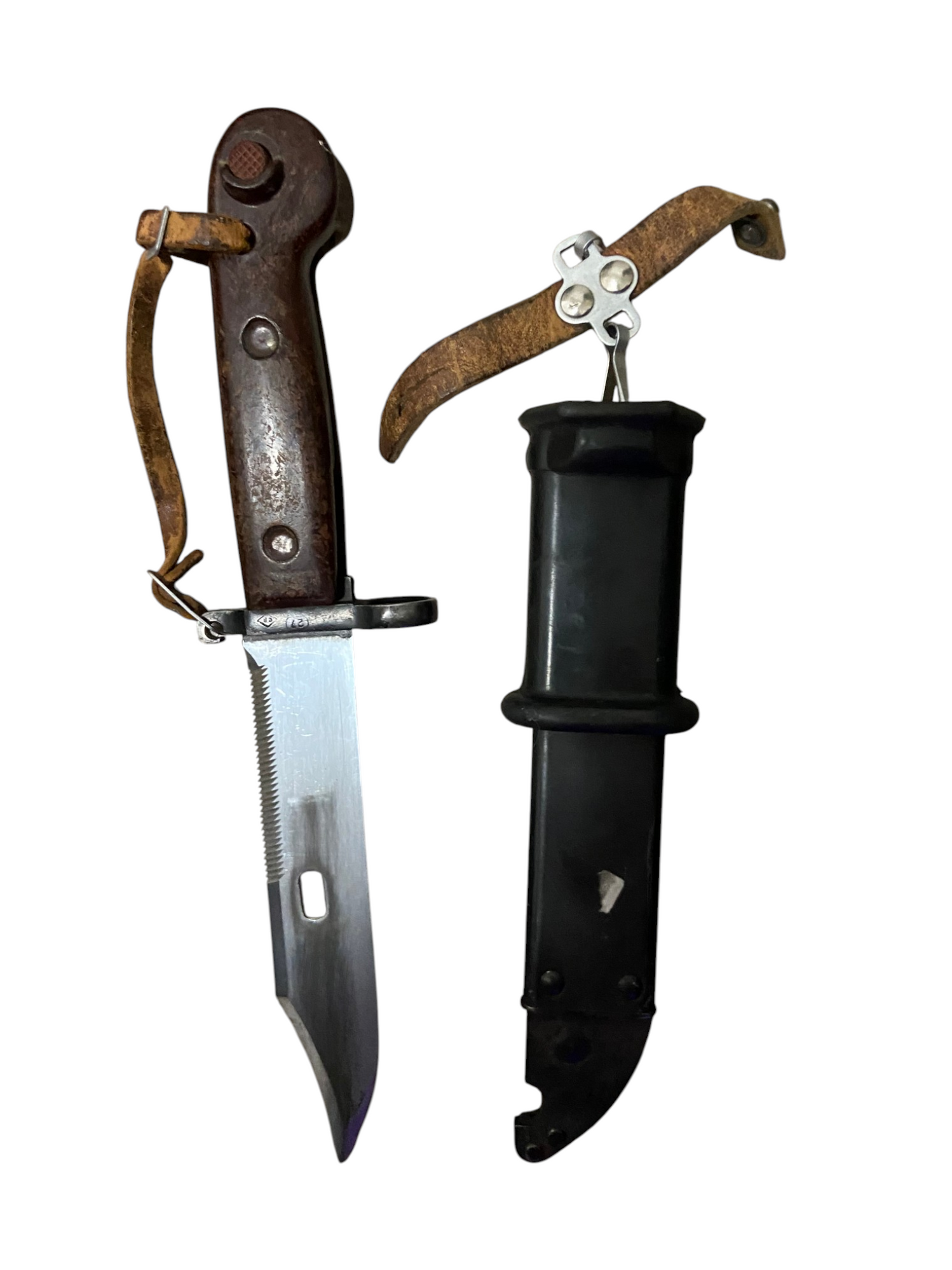 Polish People's Army AKM Type 1 Bayonet & Scabbard W/frog