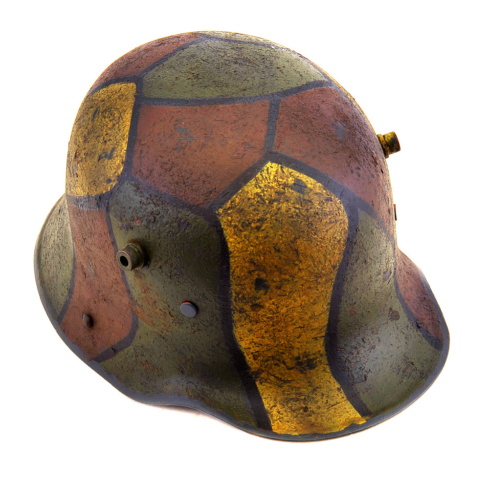 German WW1 M1916 M16 Stahlhelm Helmet 18 Gauge Steel w/ Aged Camoflauge