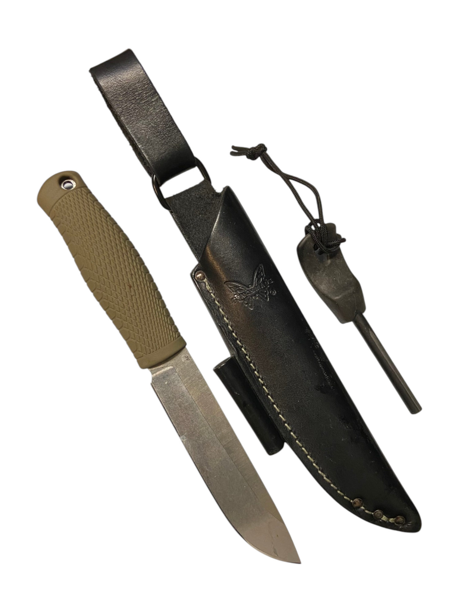 Benchmade 202 Puuko Leute W/ Leather Sheath & Flint Rod
