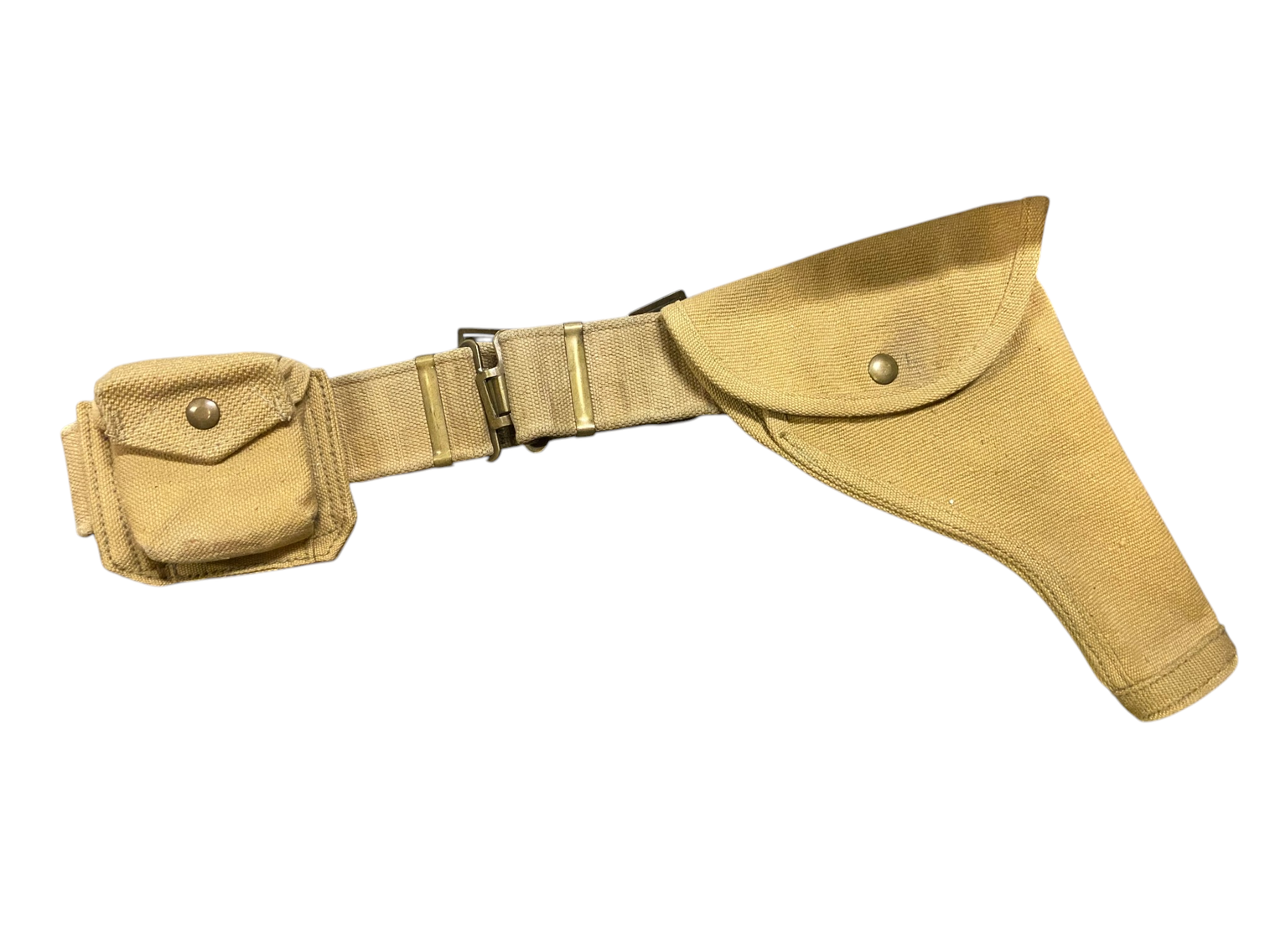 WW2 Canadian Army Pattern 37' Webbing Belt W/ Holster & Compass Pouch