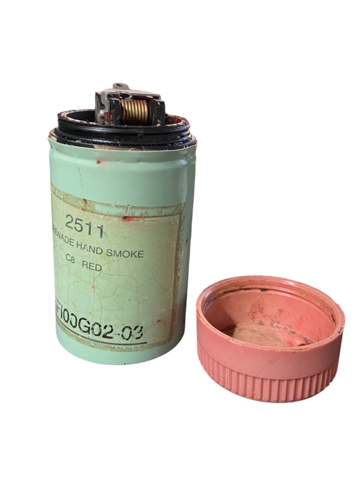 Canadian Armed Forces Inert C8 Red Smoke Grenade W/Cap