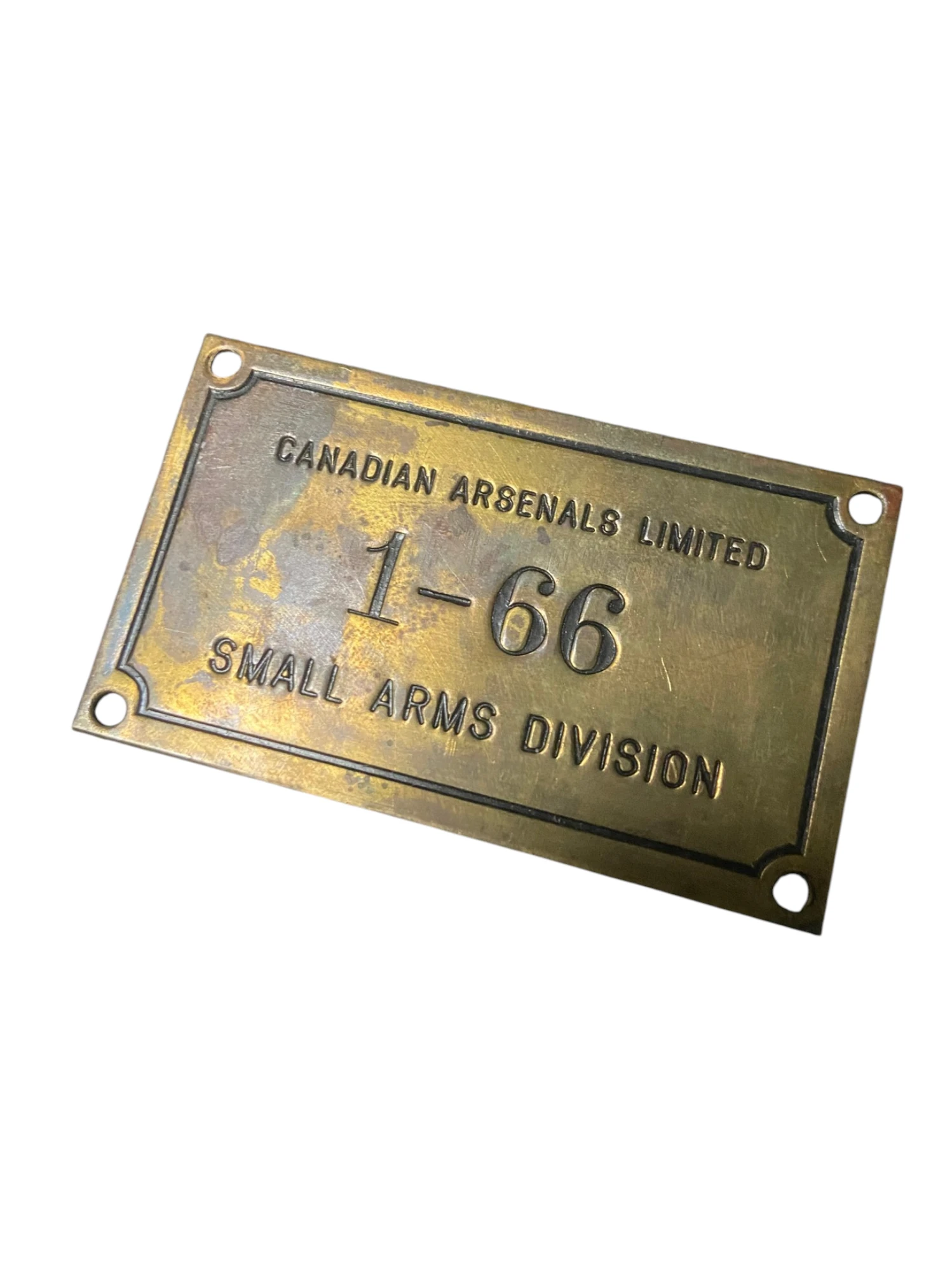 Canadian Arsenals Limited 1-66 Small Arms Division Plate