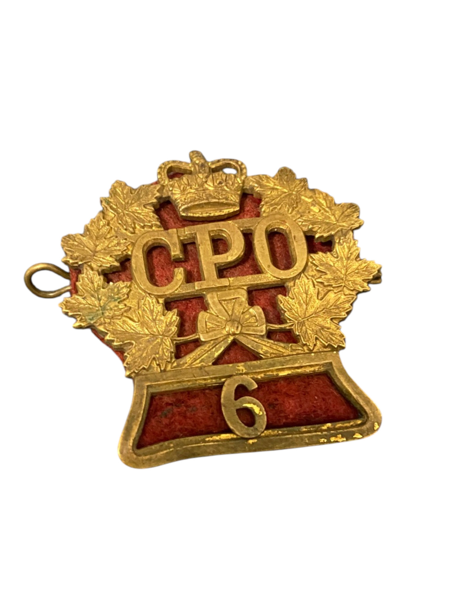 Vintage Canadian Postal Office Cap Badge W/ Red Felt Backing & Lug Pin