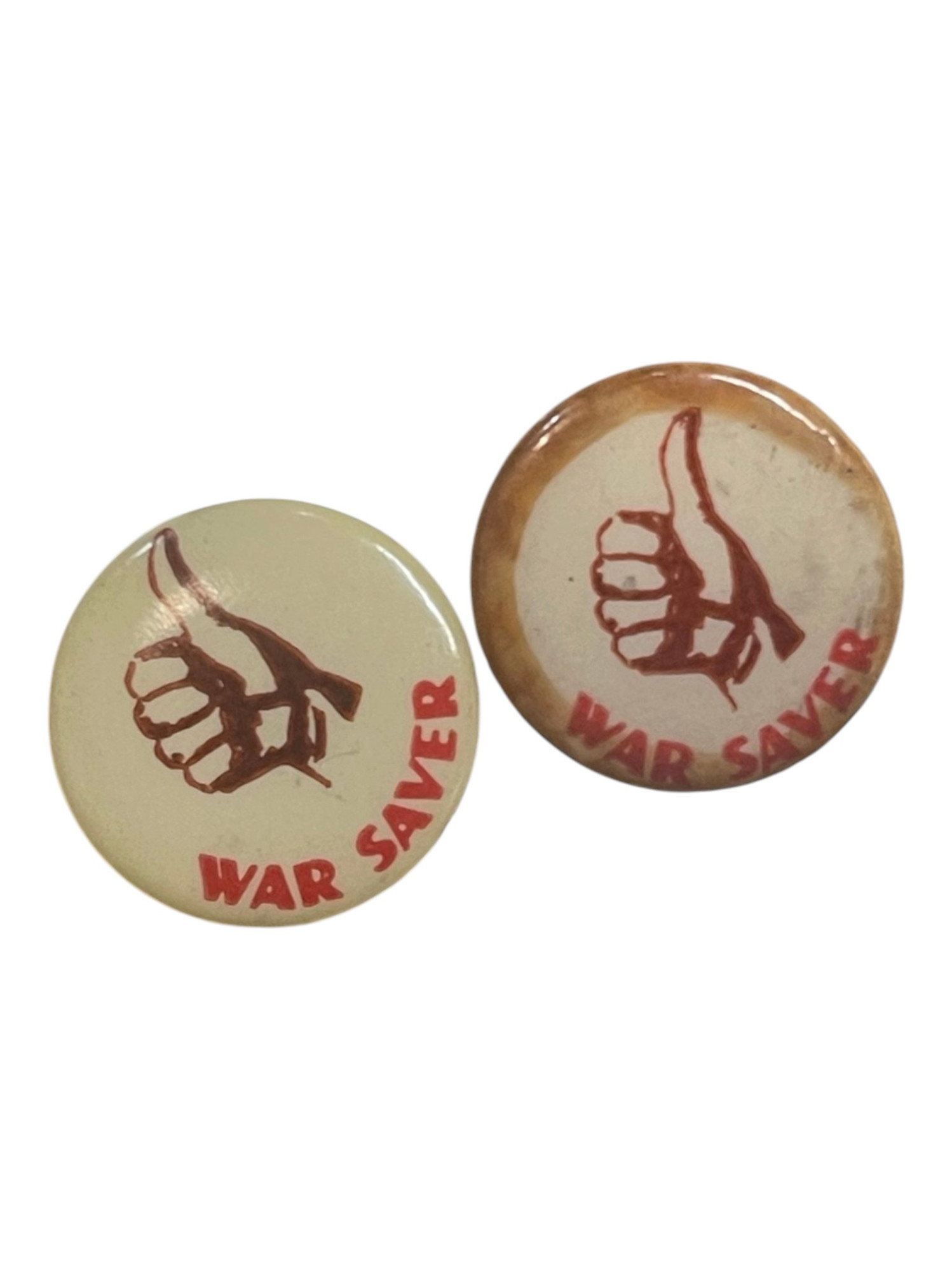 WW2 era "War Saver" Thumbs up pinback