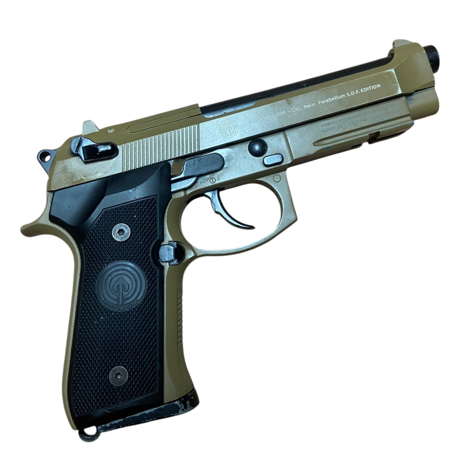 KJ Works Airsoft 6mm S.O.F. M9A1 Tan Gas Blowback Pistol