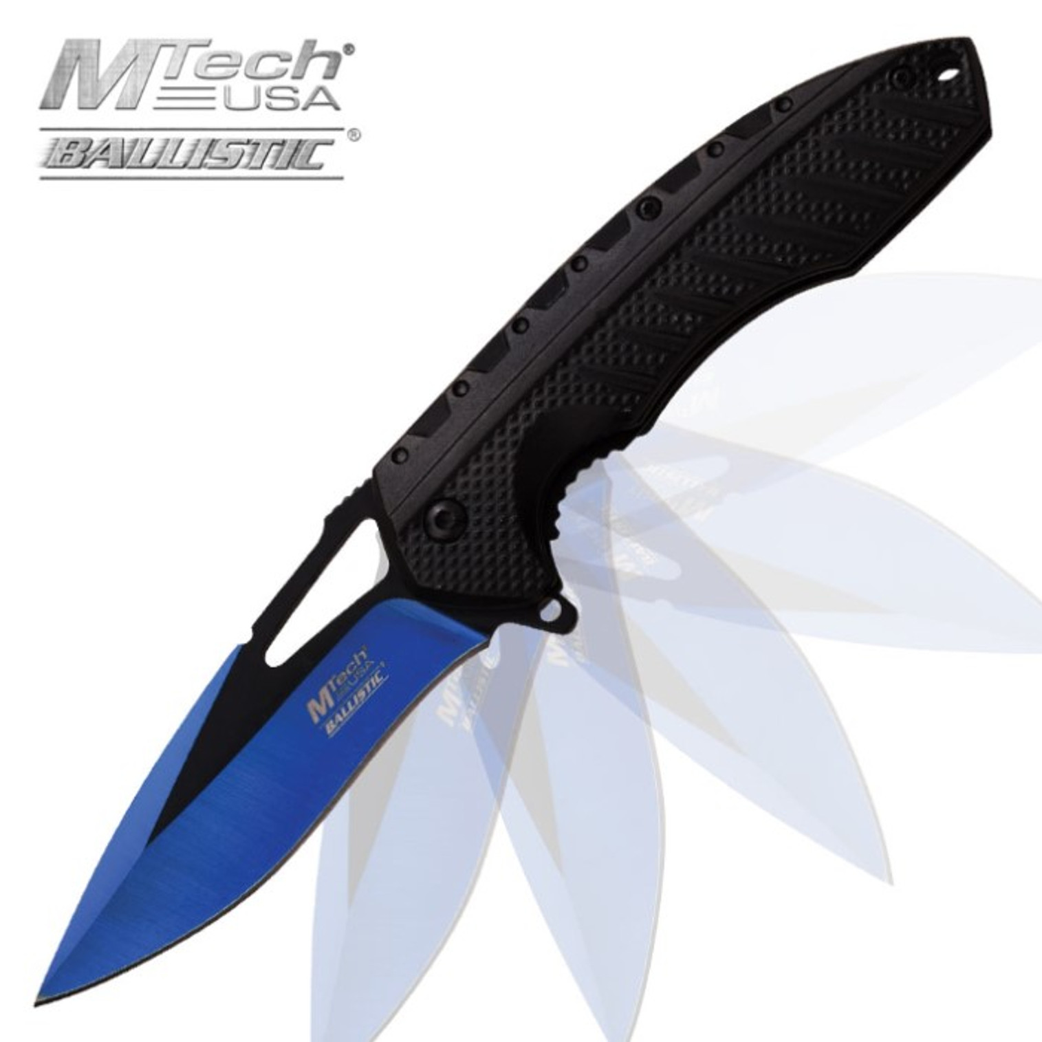 MTech Spring Assisted Blue/Black Blade Knife