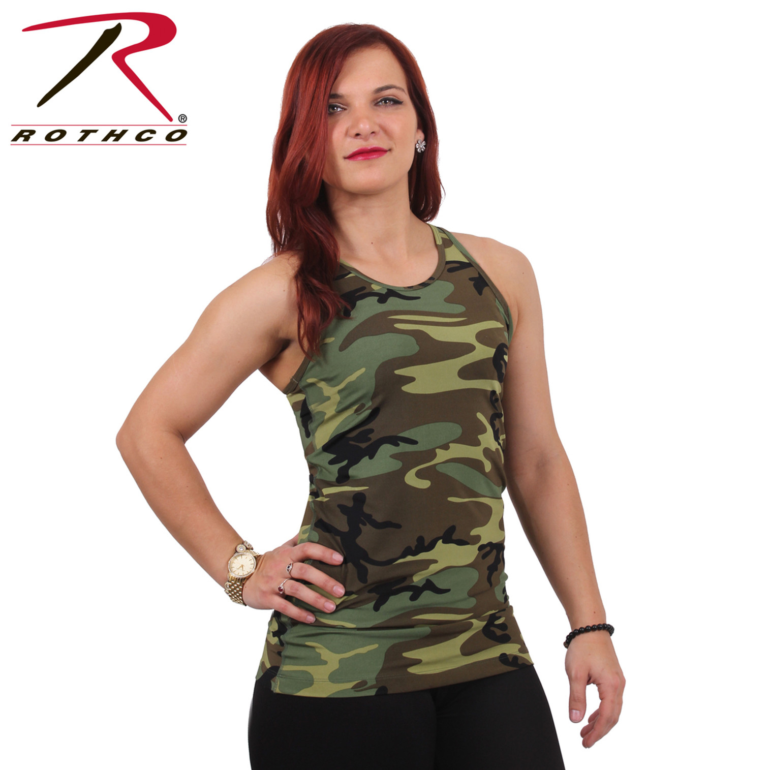 Rothco Womens Camo Workout Performance Tank Top - Woodland Camo