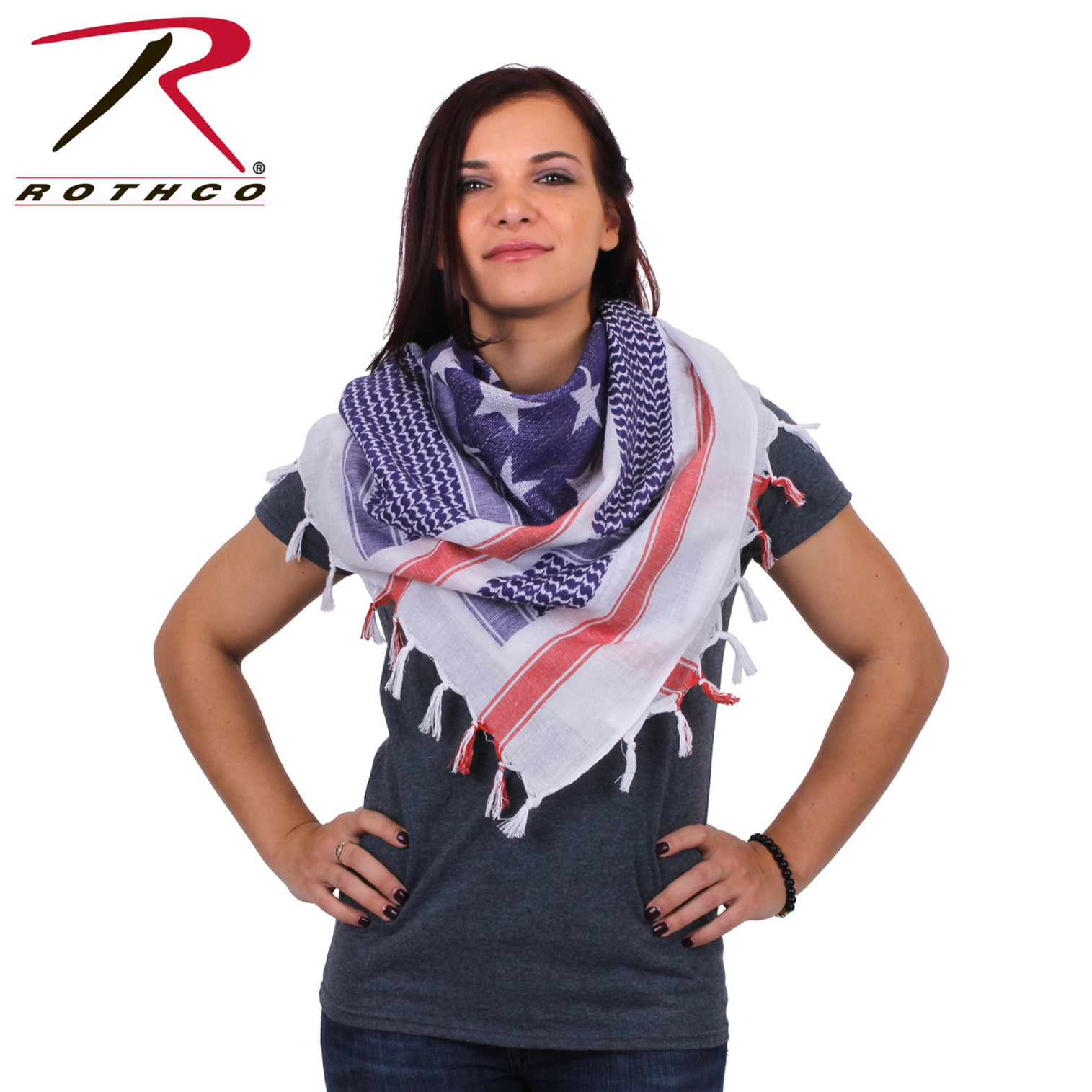 Rothco Stars and Stripes US Flag Shemagh Tactical Desert Keffiyeh Scarf - Red, White & Blue