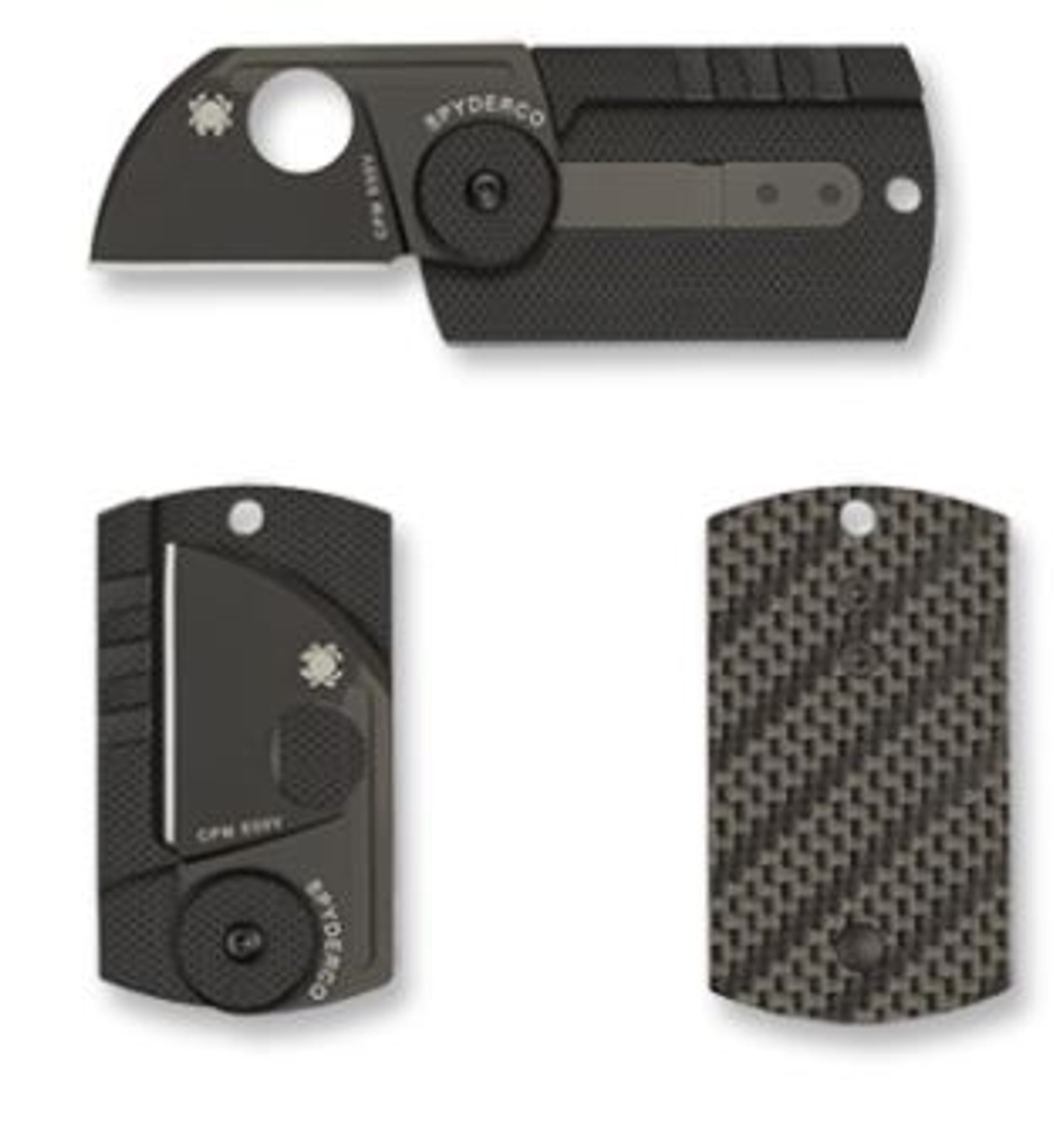 Spyderco C188CFBBK Dog Tag S30V Folder Carbon Fiber