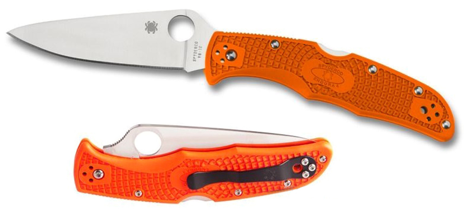 Spyderco C10FPOR Endura 4 Orange FRN Handle FFG Plain Edge