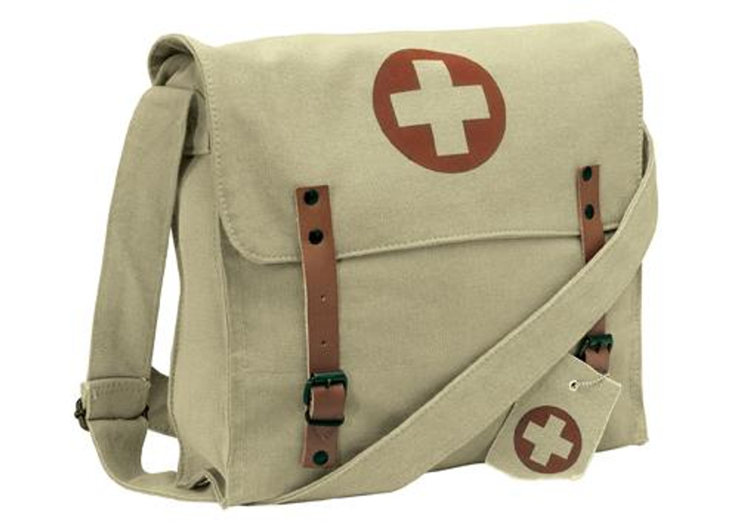 Vintage Medic Bag w/Cross - Khaki