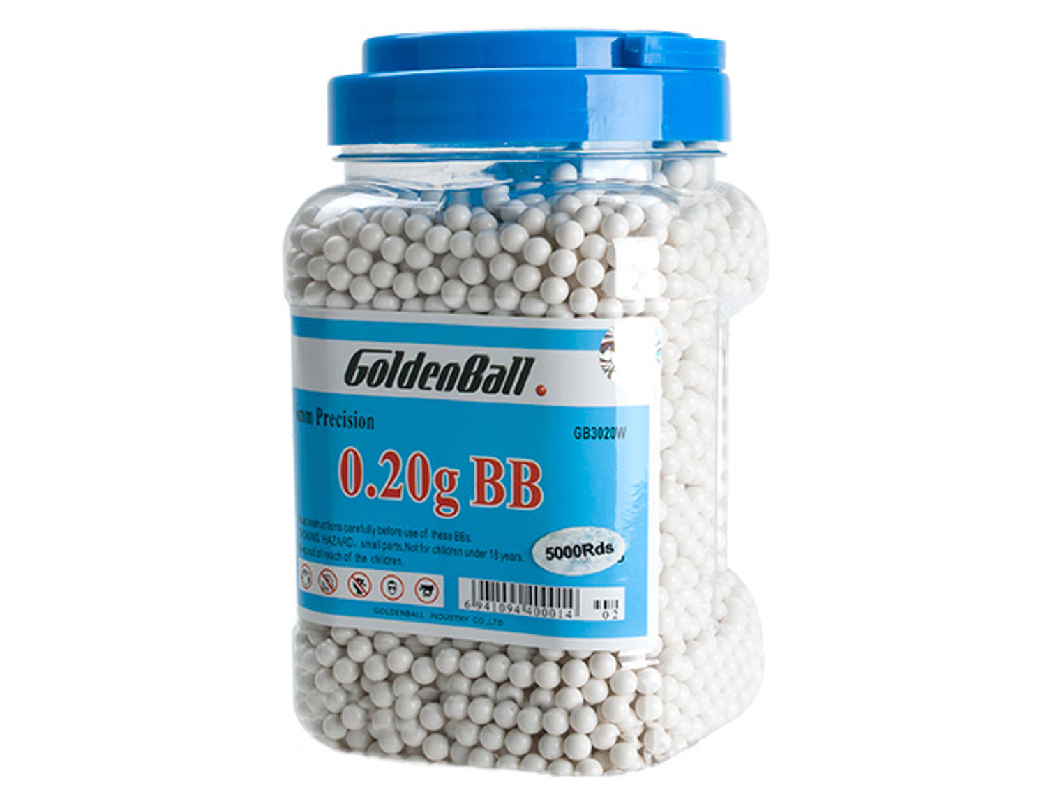 Golden Ball Pro-Series 6mm Premium High Grade Precision Airsoft BBs - 0.20g White (5000rd Jar)