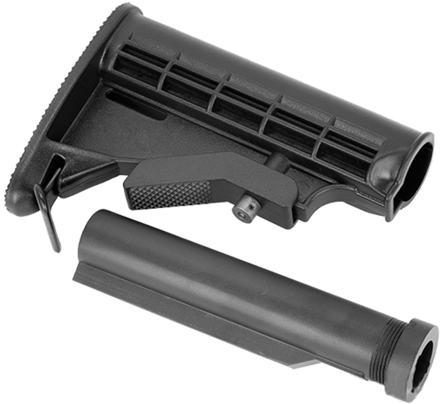 Matrix M4 Retractable LE Stock for M4 Series Airsoft Rifles (Color: Black / +AEG Buffer Tube)