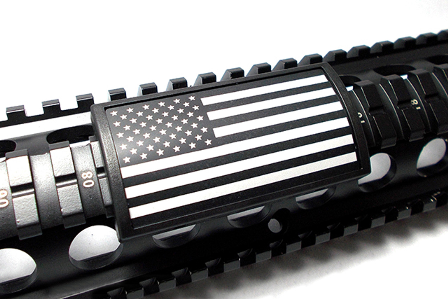 Custom Gun Rails (CGR) Large Laser Engraved Aluminum Rail Cover - U.S. Flag Grey (Stars Left)