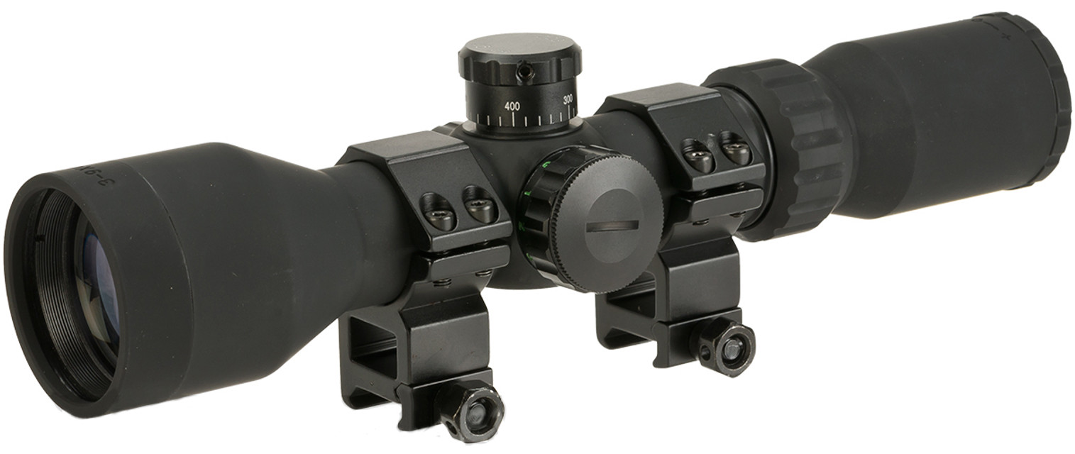 AIM Sports Illuminated Compact Rubberized 3-9x42mm Scope with Mil-Dot Reticle