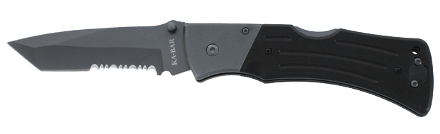 Ka-Bar 3065 G-10 Mule Folder Tanto w/ Bolster - Serrated