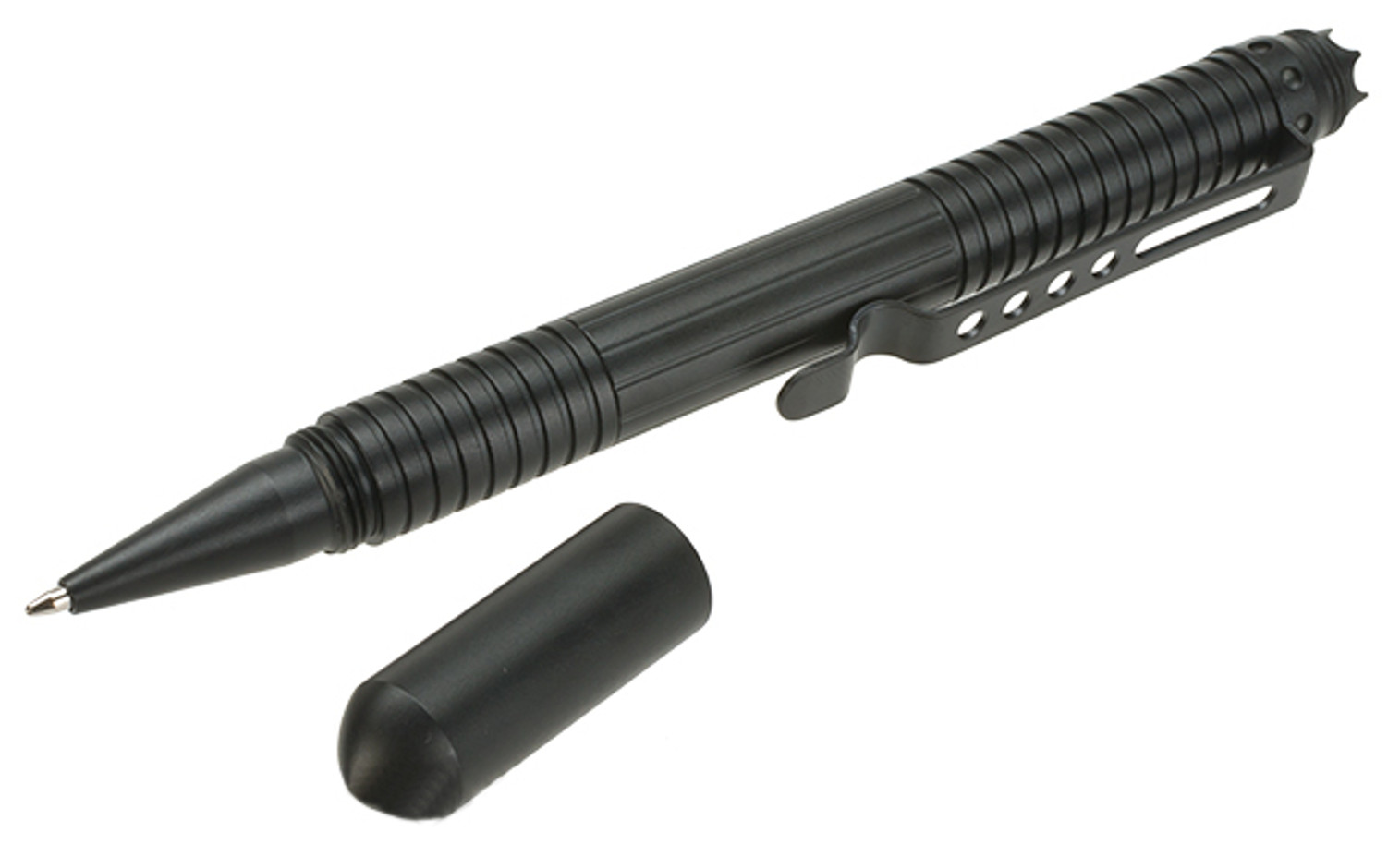 EDC Tactical Pen with Crew Cap Ballpoint Pen and DNA Crown with Pocket Clip - Black