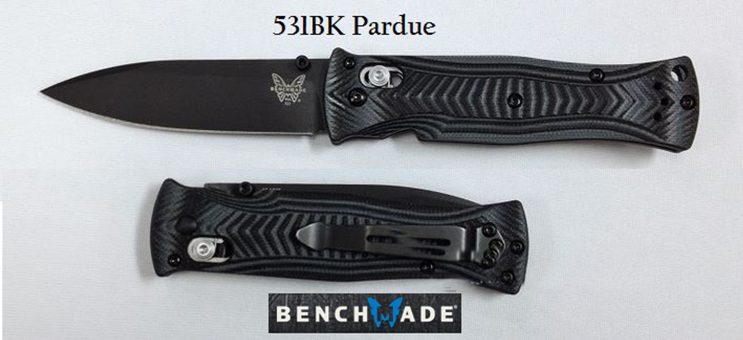 Benchmade 531BK Pardue Black/ Grey G-10 - Black Plain Edge