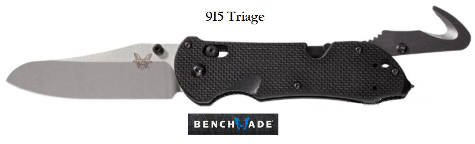 Benchmade 915 Triage Satin Plain Edge Black Handle