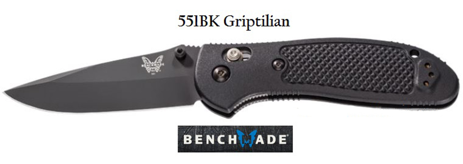 Benchmade 551BK Griptilian Drop Point Black Plain Edge