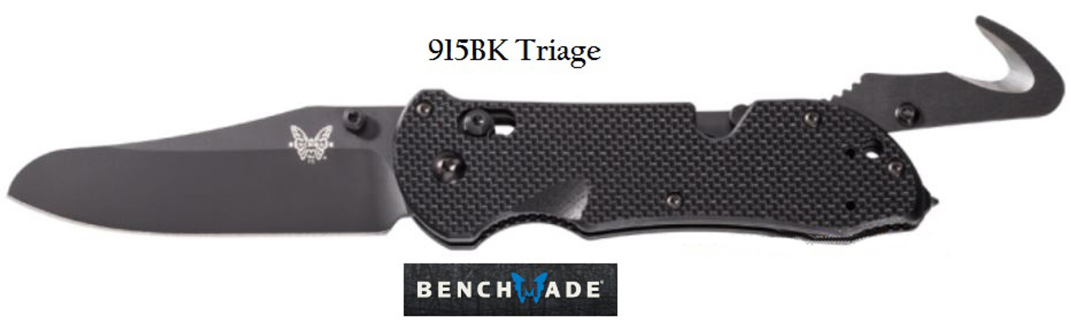 Benchmade 915BK Triage Black Handle, Black Plain Edge Blade