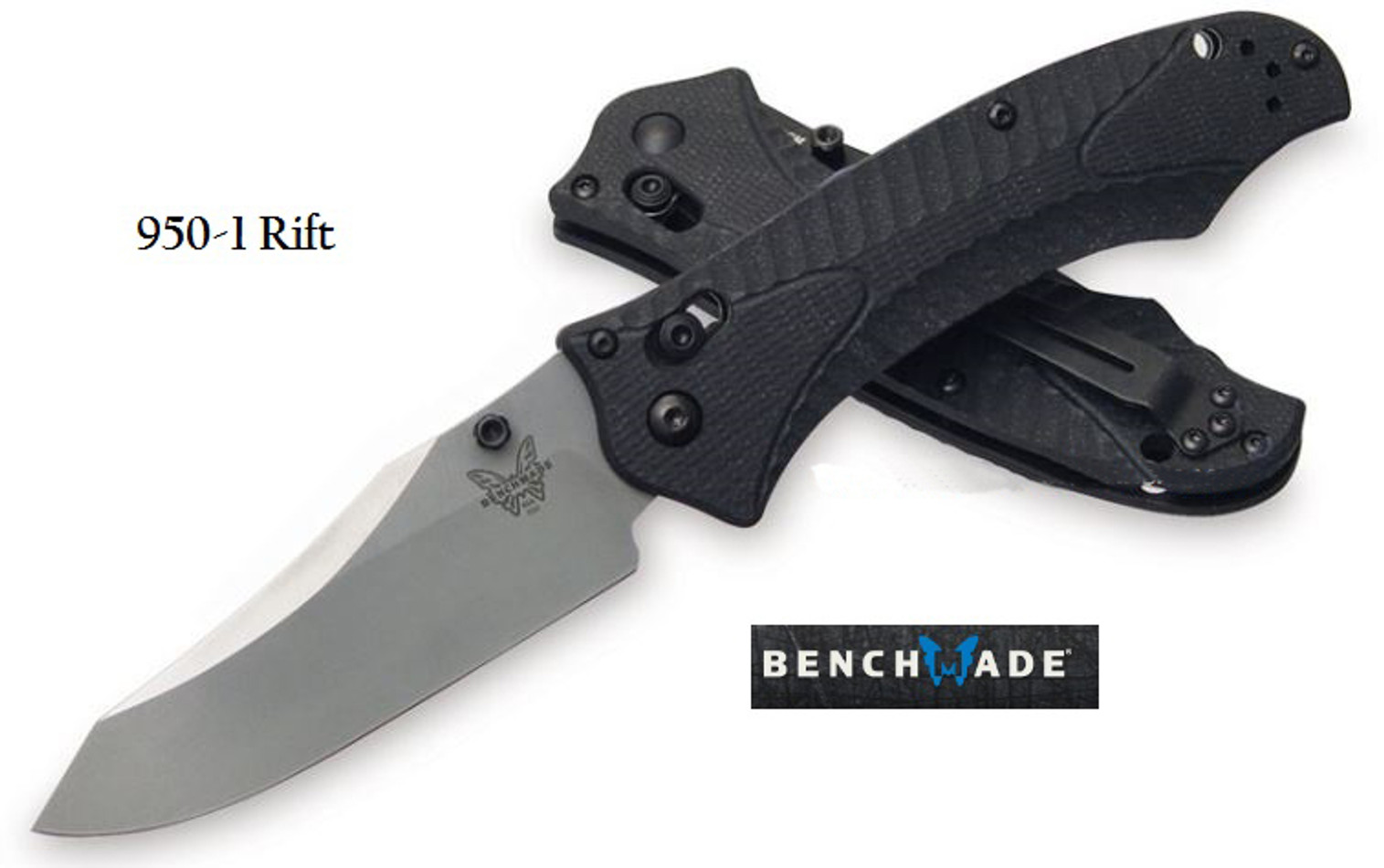 Benchmade 950-1 Rift Satin Plain Edge - Black G-10 Handle