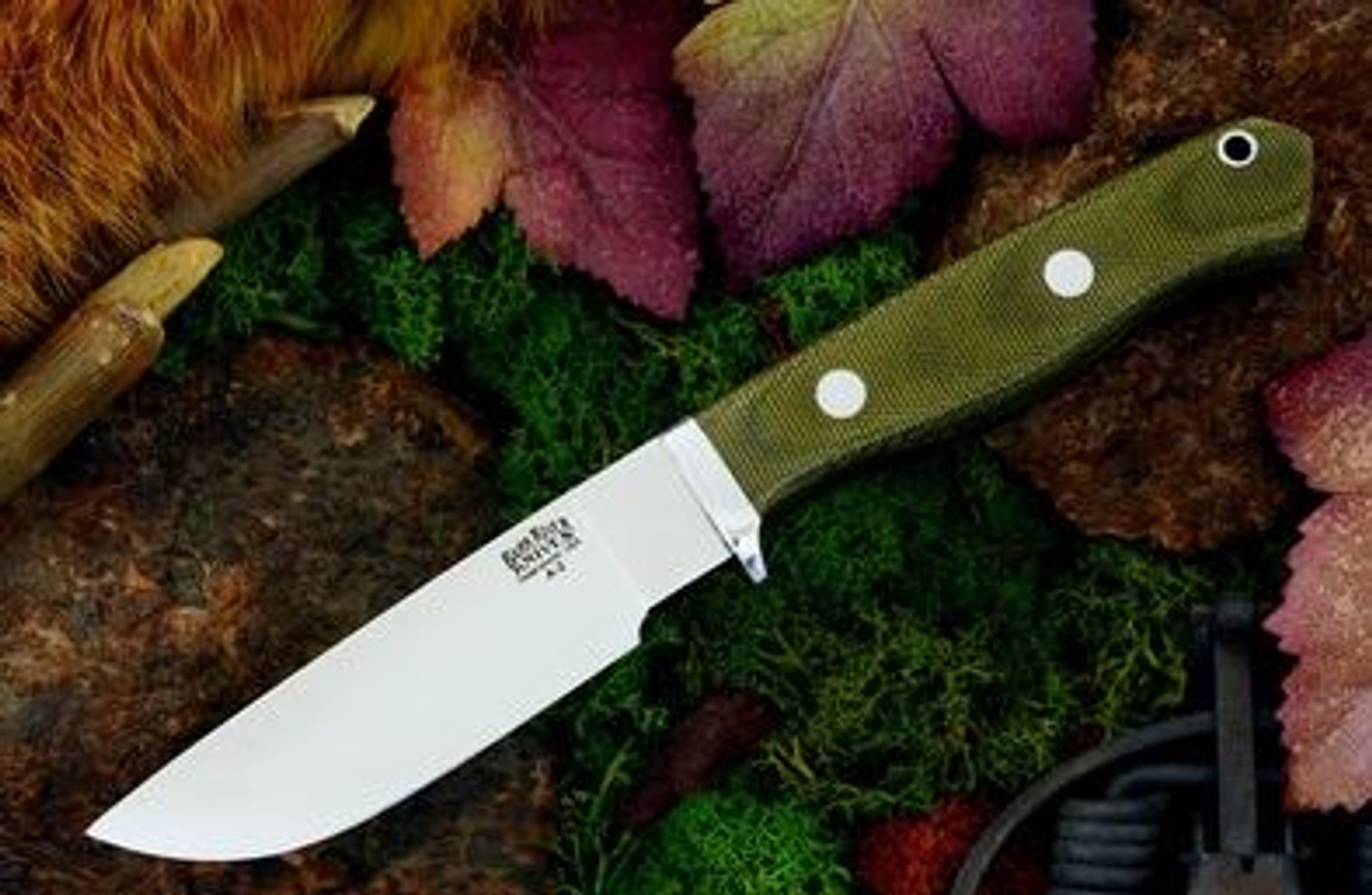 Bark River 121MGCS Gameskeeper - Green Canvas Micarta