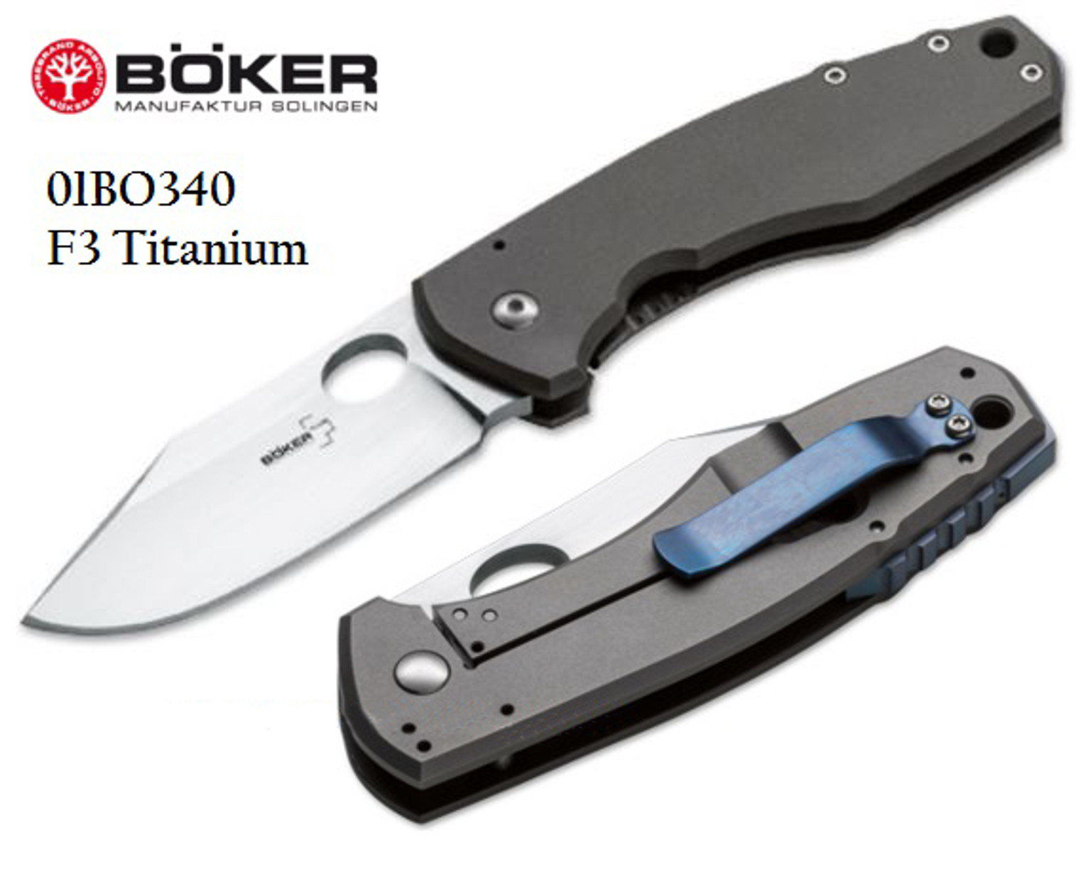 Boker Plus 01BO340 F3 3" Titanium, CPM-S35VN