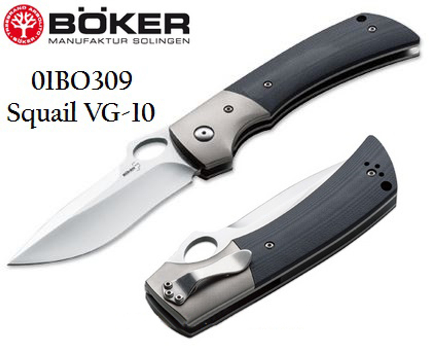 Boker Plus 01BO309 Squail VG-10 Titanium Bolster Folder