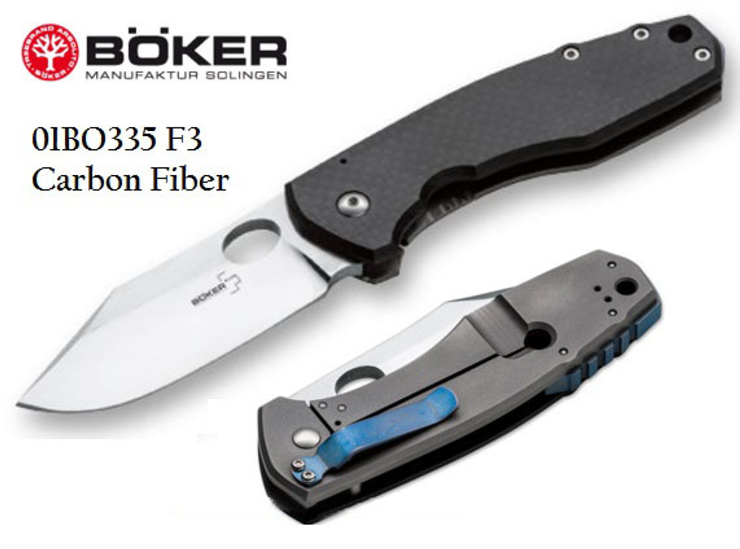 Boker Plus 01BO335 F3 3.5", Carbon Fiber, CPM-S35VN